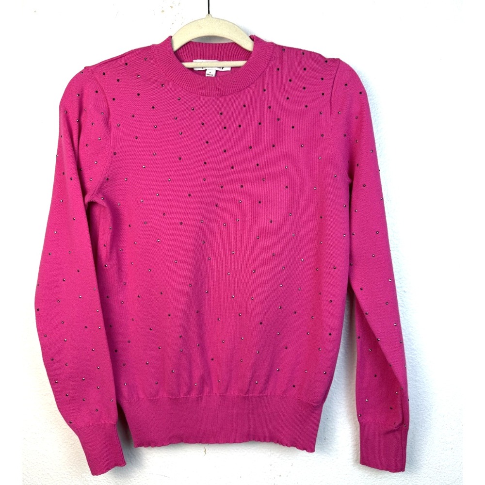 Anthropologie Nanette Lepore Pink Embellished Nylon Blend Sweater Womens Size S